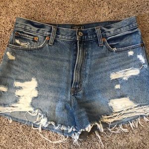 High rise denim short
